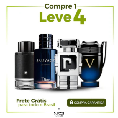 Kit 4 Perfumes Masculinos Importados (100ml cada) - Sauvage Dior l One Million l 212 VIP Black  l Bleu De Chanel [ ÚLTIMAS UNIDADES )