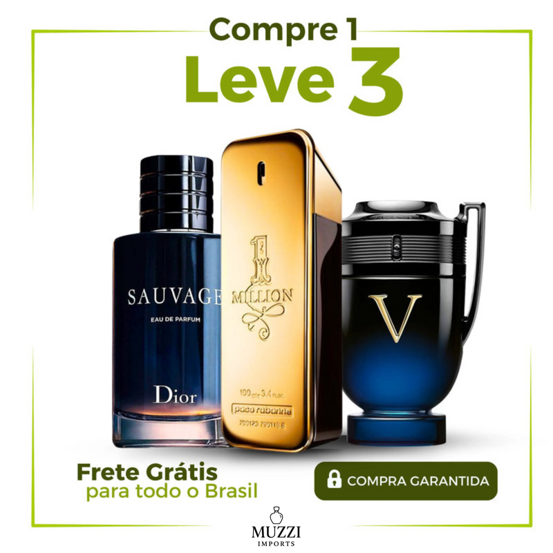 Kit 3 Perfumes Masculinos Importados (100ml cada) One Million  l Invictus Men  l 212 VIP Black [ PROMOÇÃO POR TEMPO LIMITADO]